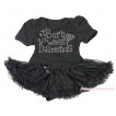 Black Baby Bodysuit Pettiskirt & Sparkle Rhinestone Born To Wear Diamonds Print JS4269